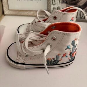 Converse Kids White and Orange High-Tops